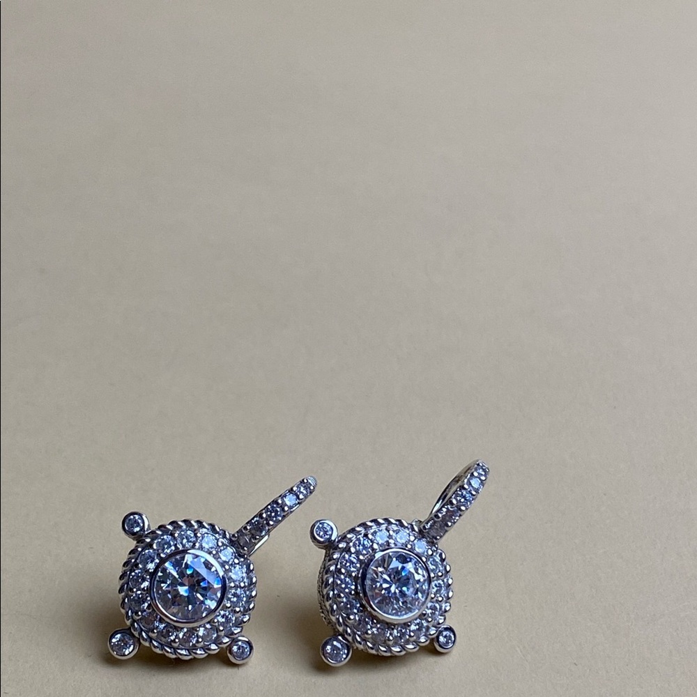 Judith Ripka Diamonique Drop Earrings Sterling Silver